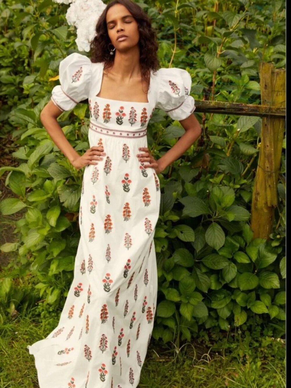 Agua by Agua Bendita Pistachio Dahlia Linen Maxi Dress Medium